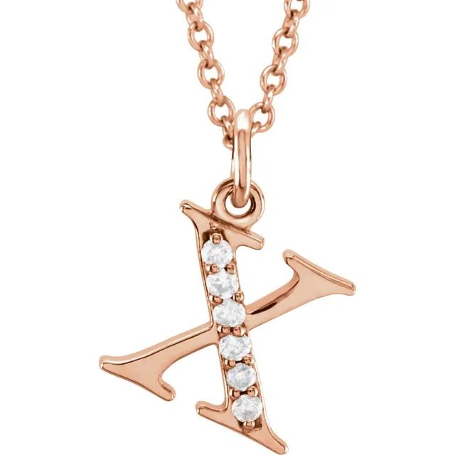 14K Solid Gold & Diamond Initial Pendant - Initial Necklace or Pendant - Design Jewellers Edmonton