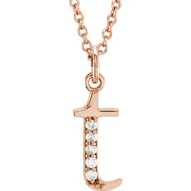14K Solid Gold & Diamond Initial Pendant - Initial Necklace or Pendant - Design Jewellers Edmonton