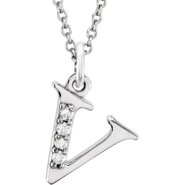 14K Solid Gold & Diamond Initial Pendant - Initial Necklace or Pendant - Design Jewellers Edmonton