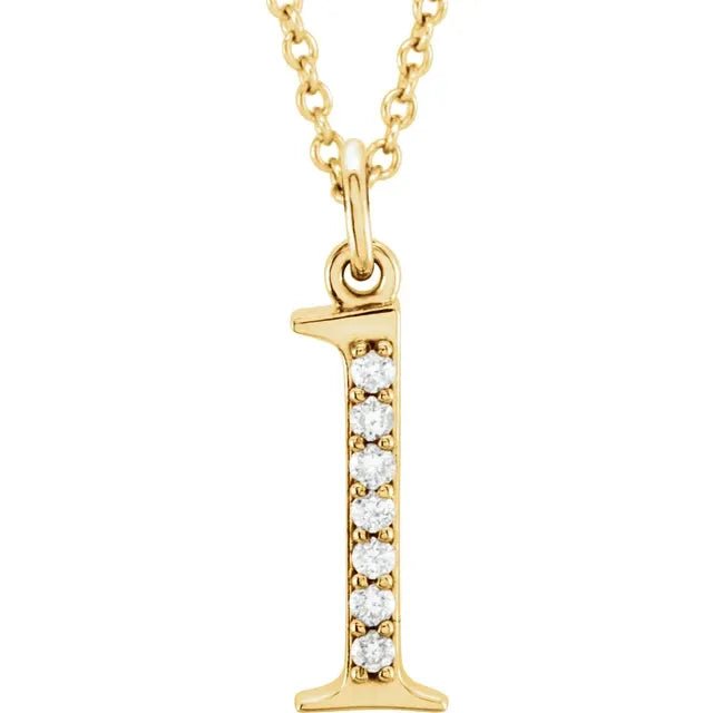 14K Solid Gold & Diamond Initial Pendant - Initial Necklace or Pendant - Design Jewellers Edmonton