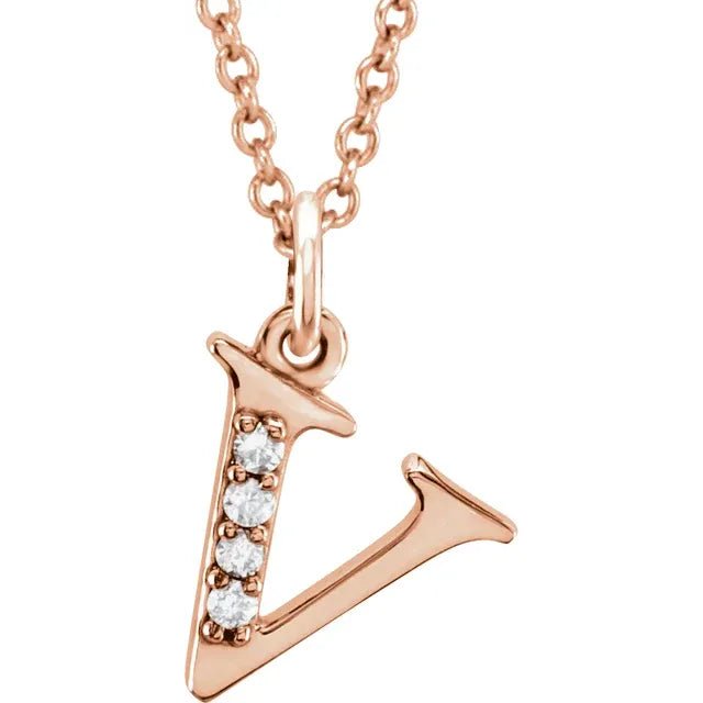 14K Solid Gold & Diamond Initial Pendant - Initial Necklace or Pendant - Design Jewellers Edmonton