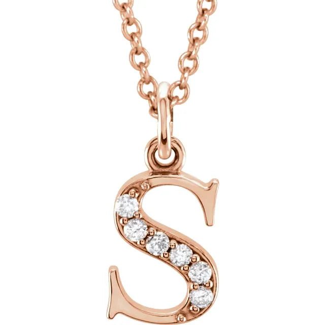 14K Solid Gold & Diamond Initial Pendant - Initial Necklace or Pendant - Design Jewellers Edmonton