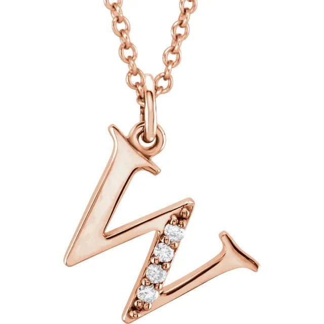14K Solid Gold & Diamond Initial Pendant - Initial Necklace or Pendant - Design Jewellers Edmonton