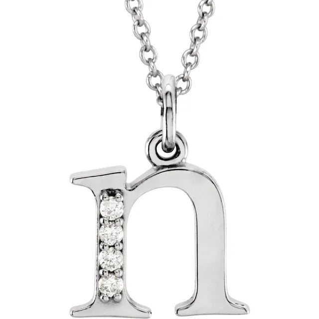14K Solid Gold & Diamond Initial Pendant - Initial Necklace or Pendant - Design Jewellers Edmonton