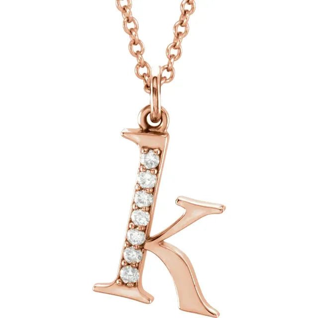 14K Solid Gold & Diamond Initial Pendant - Initial Necklace or Pendant - Design Jewellers Edmonton
