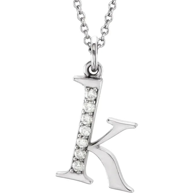 14K Solid Gold & Diamond Initial Pendant - Initial Necklace or Pendant - Design Jewellers Edmonton