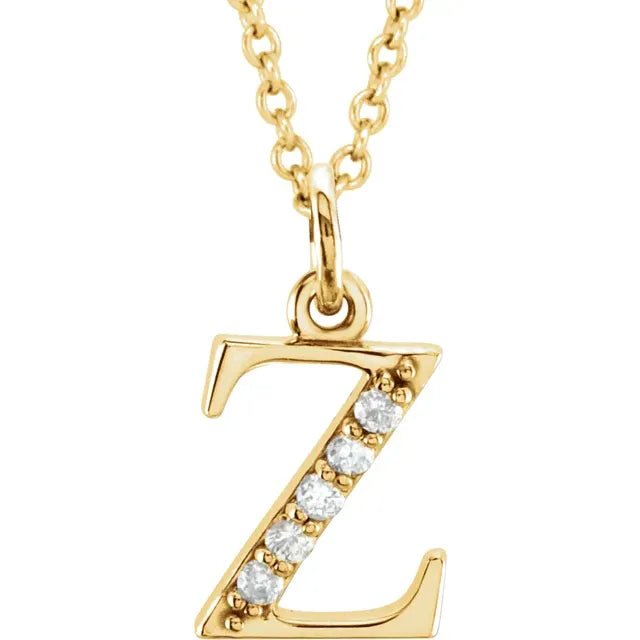 14K Solid Gold & Diamond Initial Pendant - Initial Necklace or Pendant - Design Jewellers Edmonton