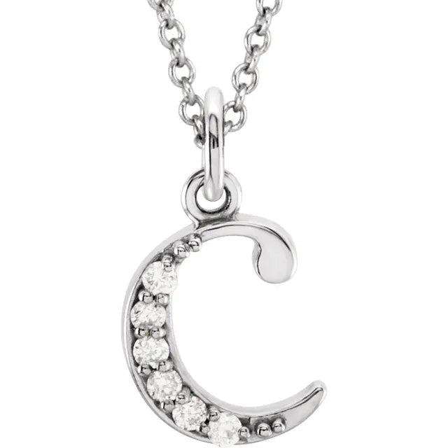 14K Solid Gold & Diamond Initial Pendant - Initial Necklace or Pendant - Design Jewellers Edmonton