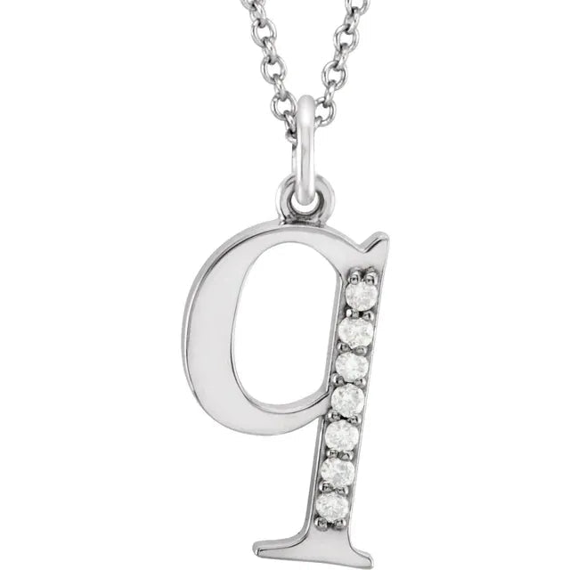 14K Solid Gold & Diamond Initial Pendant - Initial Necklace or Pendant - Design Jewellers Edmonton