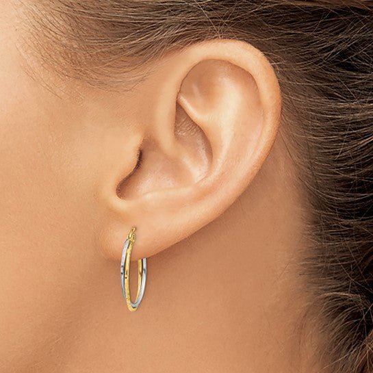 14K Two - Tone Gold Interlocking Hoop Earrings - Hoop Earrings - Design Jewellers Edmonton