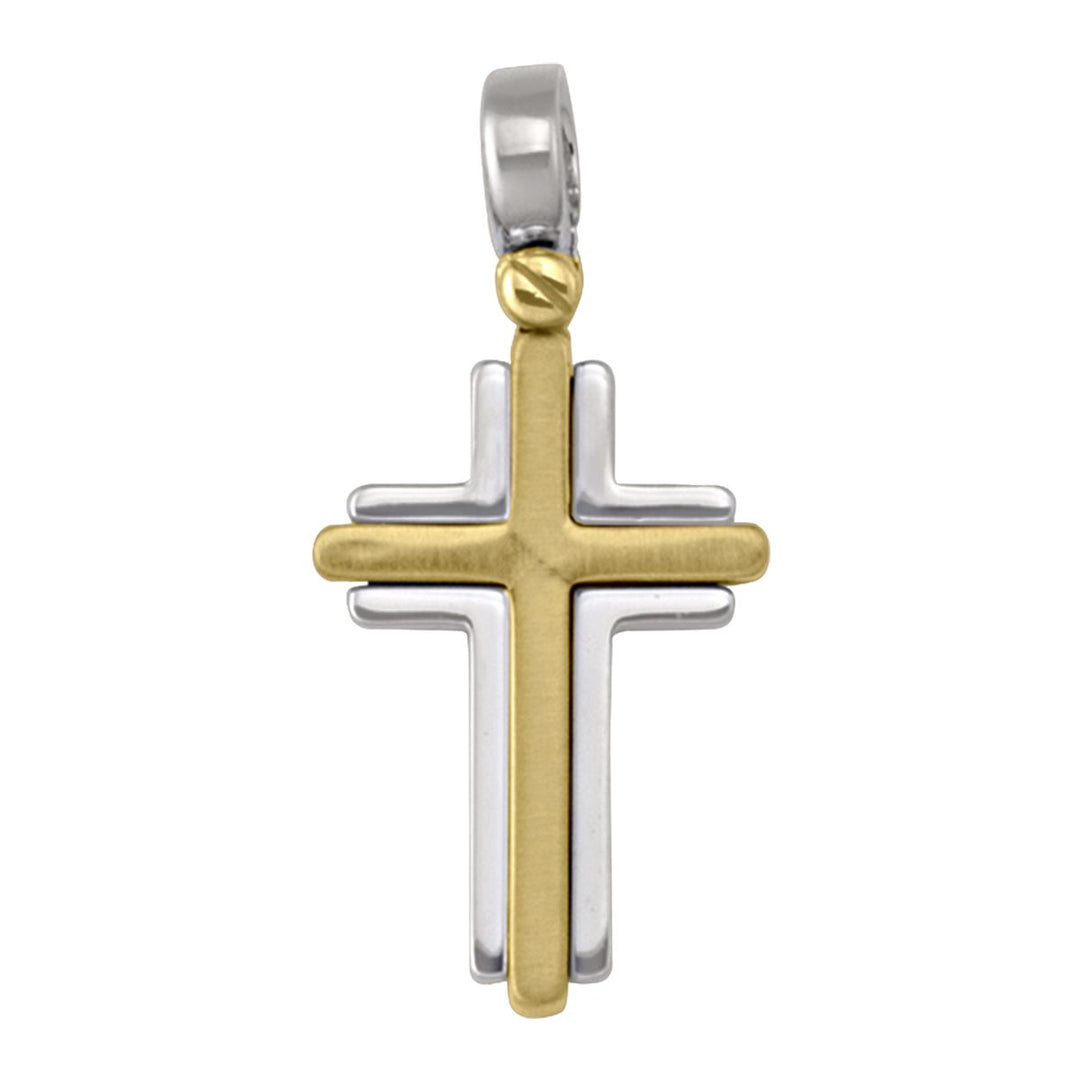 14K Two-Tone Gold Layered Cross Pendant