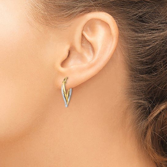 14K Two - Tone Gold Twisted Hoop Earrings - Hoop Earrings - Design Jewellers Edmonton
