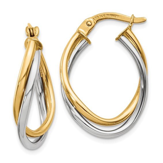 14K Two - Tone Gold Twisted Hoop Earrings - Hoop Earrings - Design Jewellers Edmonton