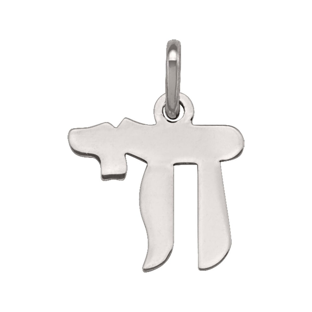 14K White Gold Chai Symbol Pendant