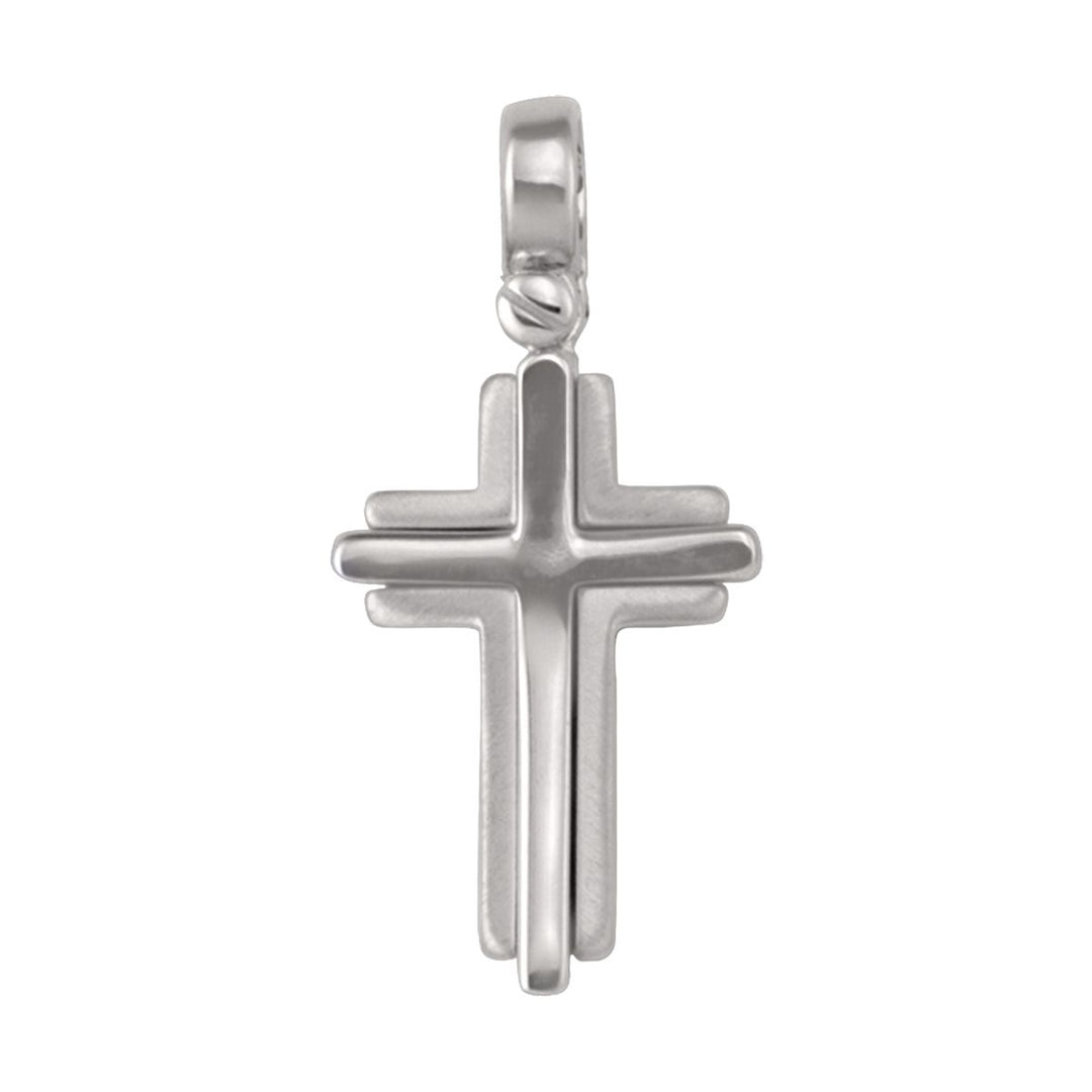 14K White Gold Layered Cross Pendant