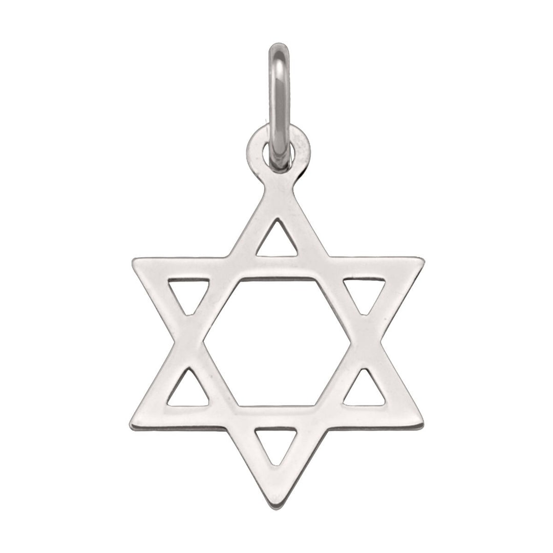 14K White Gold Open Star of David Pendant