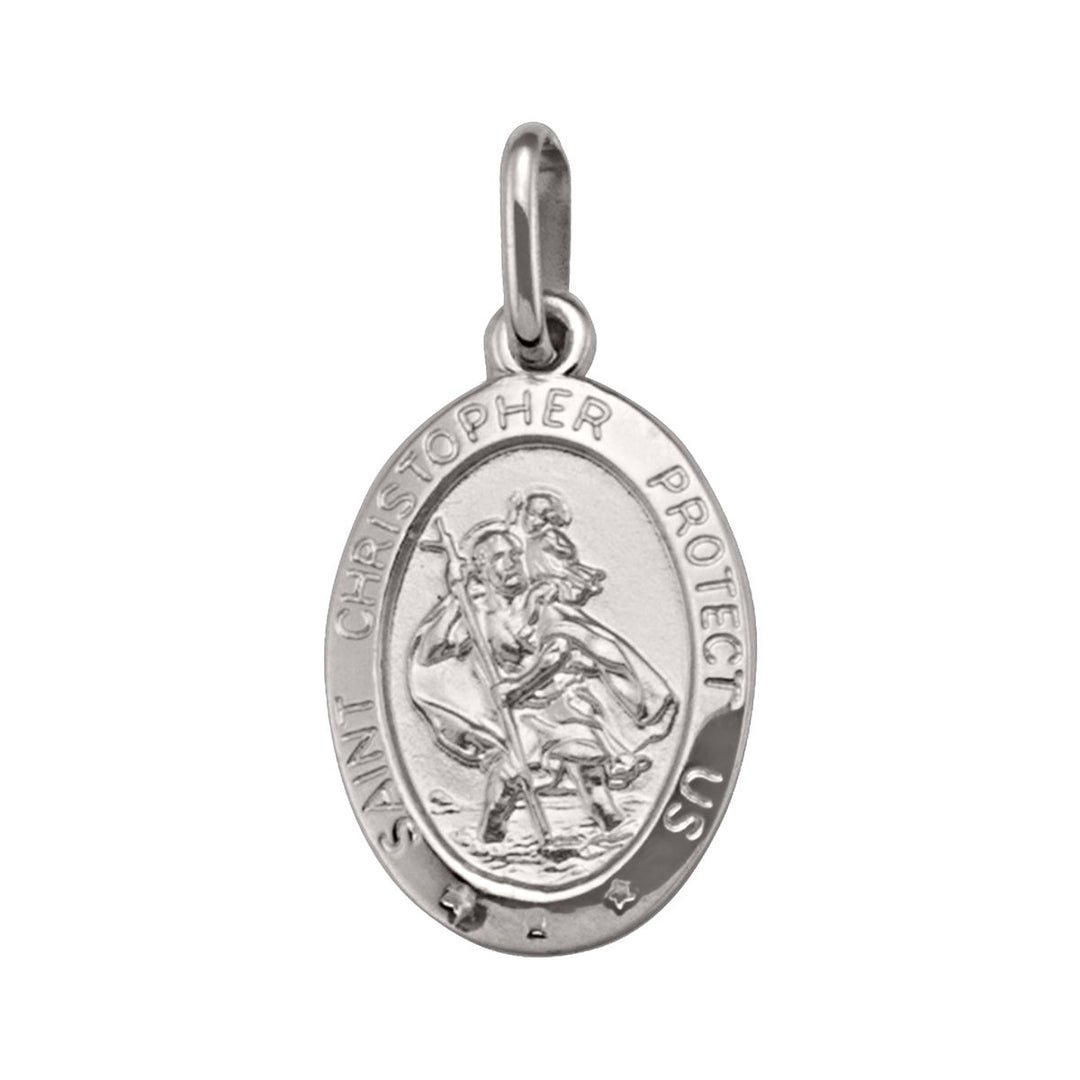 14K White Gold Saint Christopher Medal Pendant