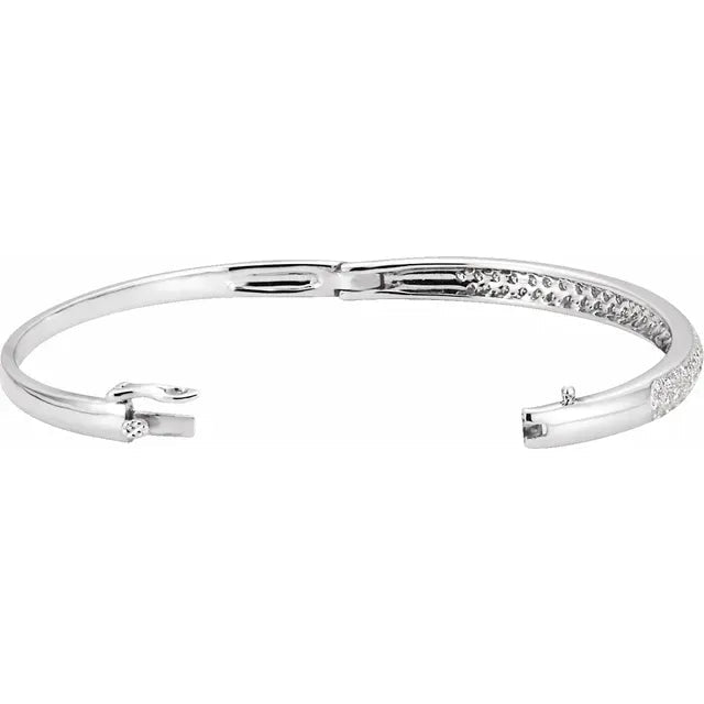 14K White Gold Wide Diamond Pave Bangle - Design Jewellers Edmonton