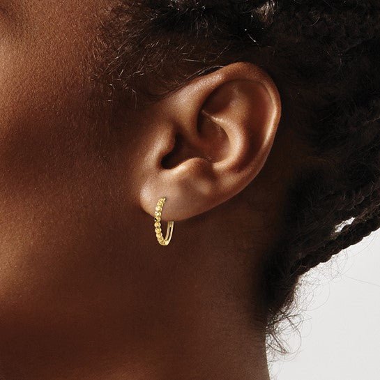 14K Yellow Gold Beaded Hoop Earrings - Hoop Earrings - Design Jewellers Edmonton