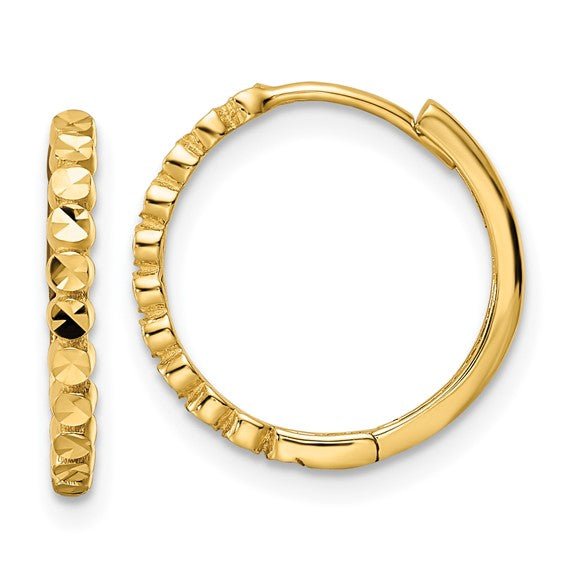 14K Yellow Gold Beaded Hoop Earrings - Hoop Earrings - Design Jewellers Edmonton