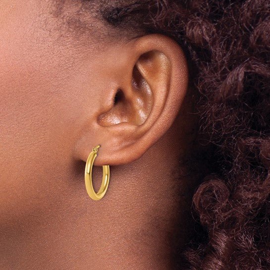 14K Yellow Gold Classic Polished Hoop Earrings - Hoop Earrings - Design Jewellers Edmonton