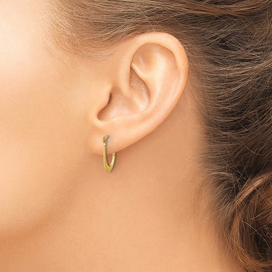 14K Yellow Gold Polished Tapered Oval Hoop Earrings - Hoop Earrings - Design Jewellers Edmonton