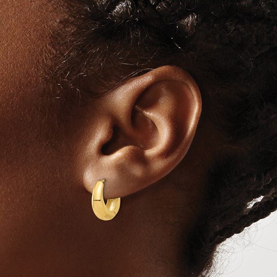 14K Yellow Gold Polished Wide Huggie Hoop Earrings - Hoop Earrings - Design Jewellers Edmonton