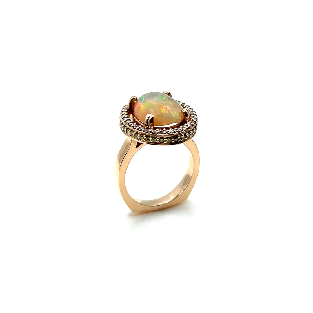 14kt. Stunning Oval Cut Ethiopean Opal and Diamond Ring - Engagement rings - Design Jewellers Edmonton