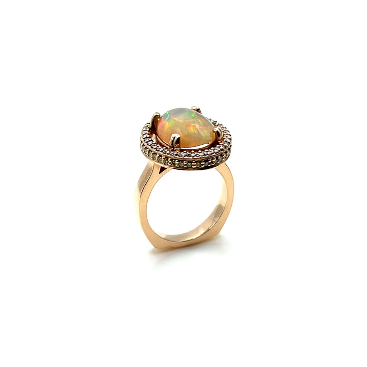14kt. Stunning Oval Cut Ethiopean Opal and Diamond Ring - Engagement rings - Design Jewellers Edmonton