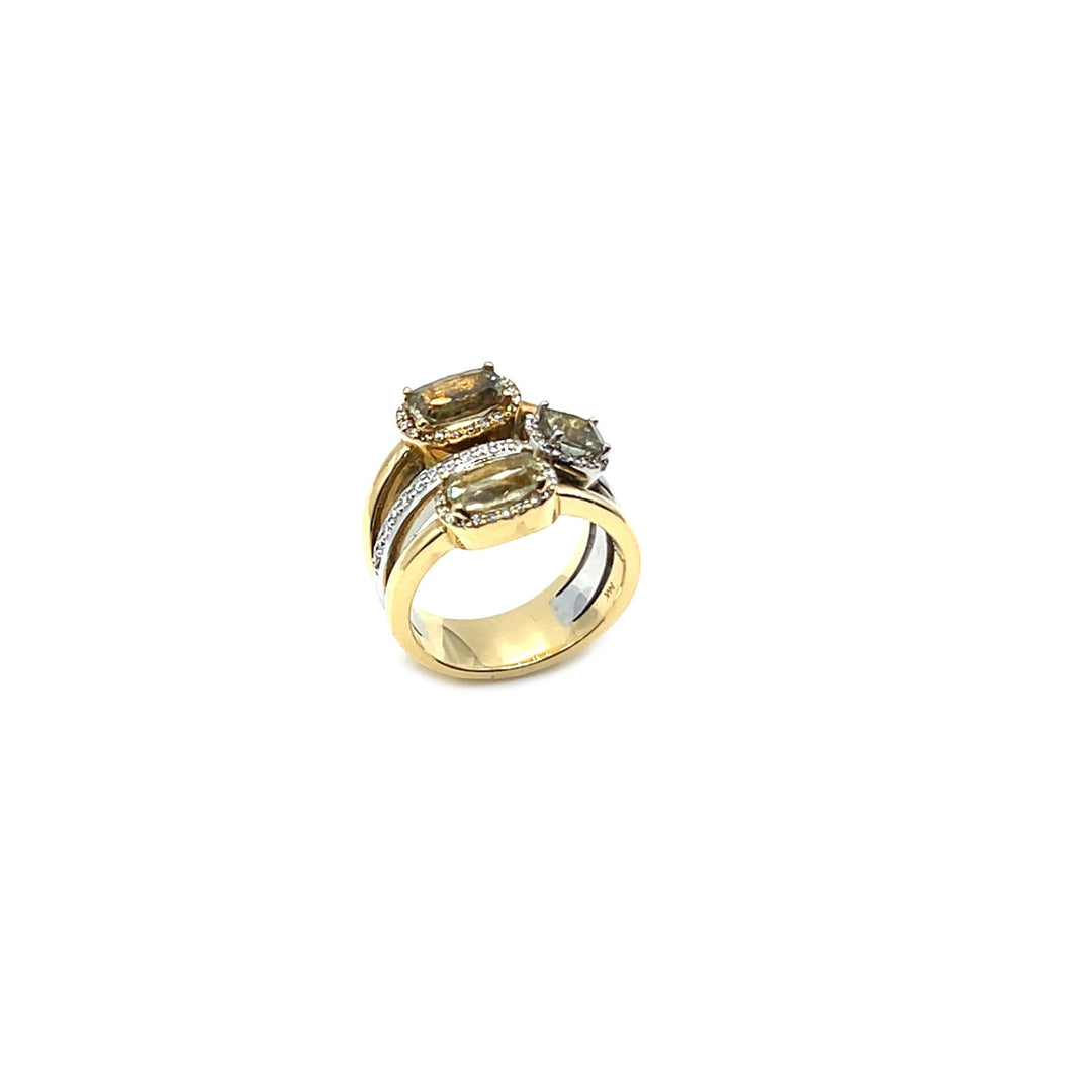 14kt. Unique Hand Crafted Light Green Zultanite and Diamond Ring