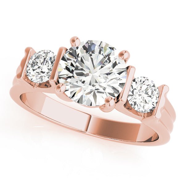 1.50CTW 14K Gold 3 Stone Bar Set Past, Present, Future Round Brilliant Cut Diamond Ring - Past, Present, Future - Design Jewellers Edmonton