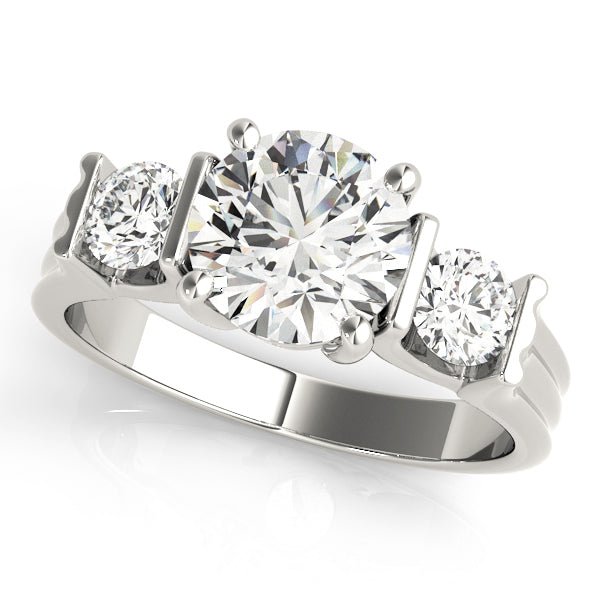 1.50CTW 14K Gold 3 Stone Bar Set Past, Present, Future Round Brilliant Cut Diamond Ring - Past, Present, Future - Design Jewellers Edmonton