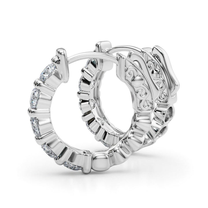 1.60CTW 14K Round Cut 5 - Stone Diamond Hoop Earrings - Hoop Earrings - Design Jewellers Edmonton