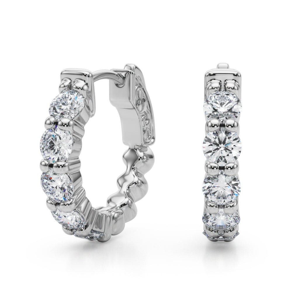 1.60CTW 14K Round Cut 5-Stone Diamond Hoop Earrings