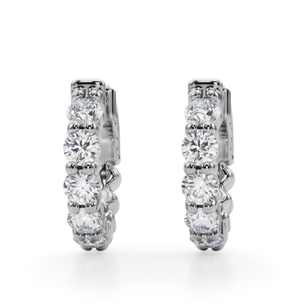 1.60CTW 14K Round Cut 5 - Stone Diamond Hoop Earrings - Hoop Earrings - Design Jewellers Edmonton