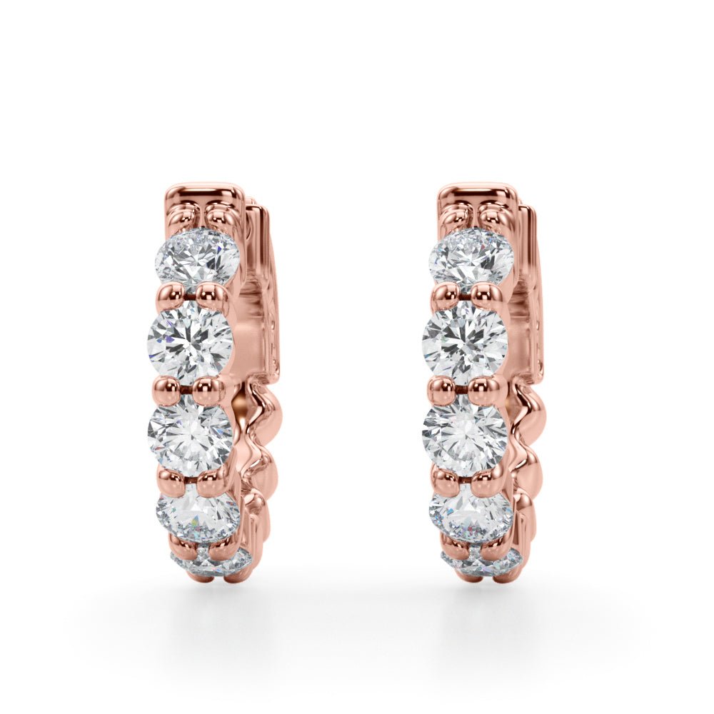 1.60CTW 14K Round Cut 5 - Stone Diamond Hoop Earrings - Hoop Earrings - Design Jewellers Edmonton