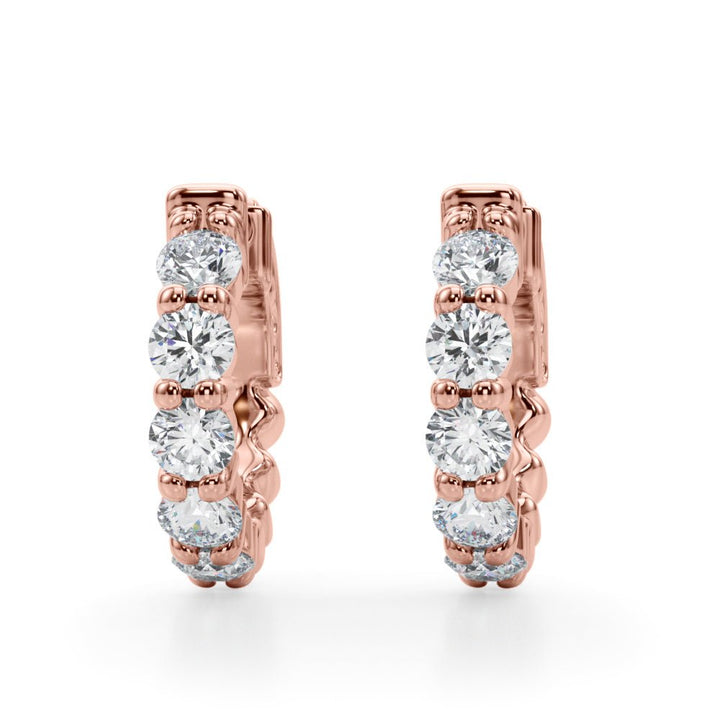 1.60CTW 14K Round Cut 5 - Stone Diamond Hoop Earrings - Hoop Earrings - Design Jewellers Edmonton