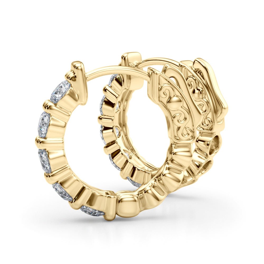 1.60CTW 14K Round Cut 5 - Stone Diamond Hoop Earrings - Hoop Earrings - Design Jewellers Edmonton