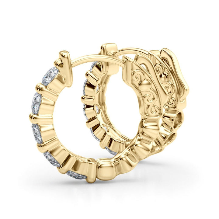 1.60CTW 14K Round Cut 5 - Stone Diamond Hoop Earrings - Hoop Earrings - Design Jewellers Edmonton