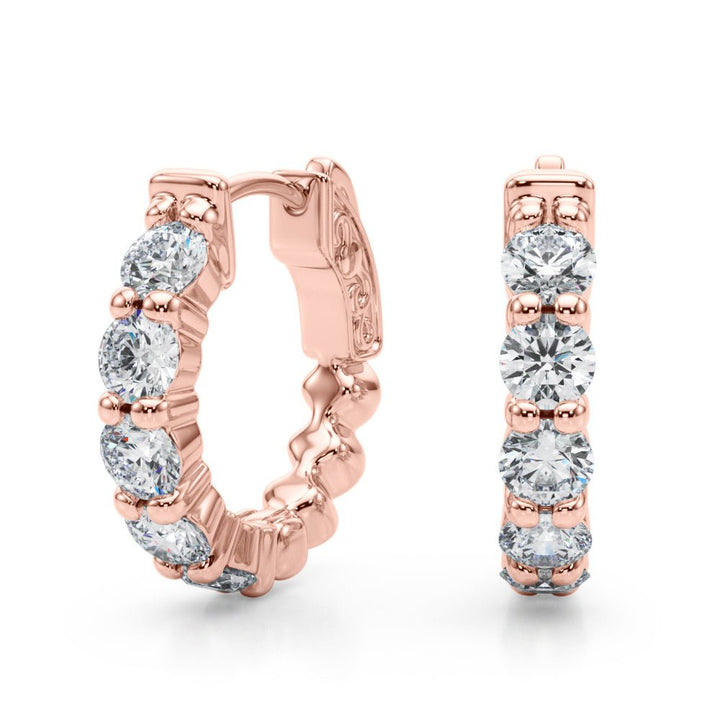 1.60CTW 14K Round Cut 5 - Stone Diamond Hoop Earrings - Hoop Earrings - Design Jewellers Edmonton