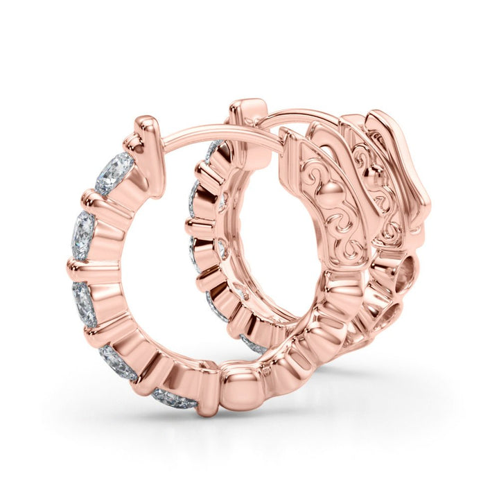 1.60CTW 14K Round Cut 5 - Stone Diamond Hoop Earrings - Hoop Earrings - Design Jewellers Edmonton