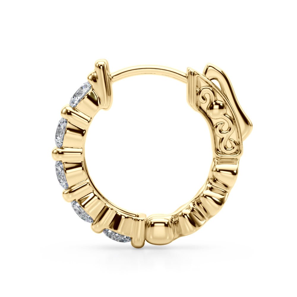1.60CTW 14K Round Cut 5 - Stone Diamond Hoop Earrings - Hoop Earrings - Design Jewellers Edmonton