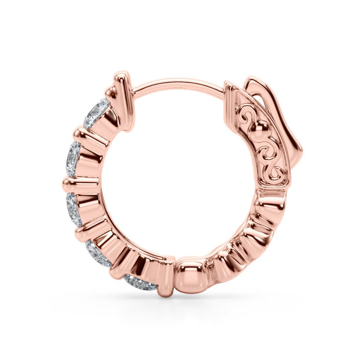 1.60CTW 14K Round Cut 5 - Stone Diamond Hoop Earrings - Hoop Earrings - Design Jewellers Edmonton