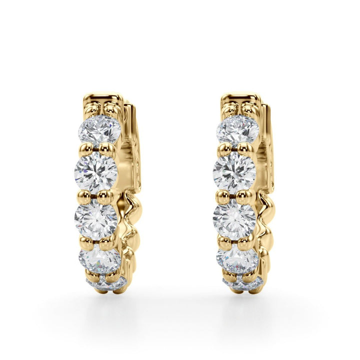 1.60CTW 14K Round Cut 5 - Stone Diamond Hoop Earrings - Hoop Earrings - Design Jewellers Edmonton