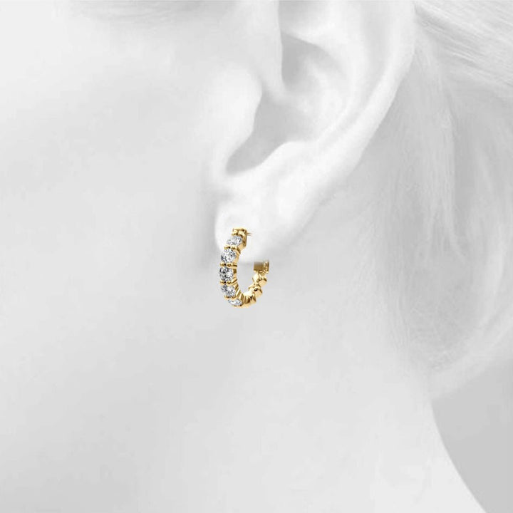 1.60CTW 14K Round Cut 5 - Stone Diamond Hoop Earrings - Hoop Earrings - Design Jewellers Edmonton