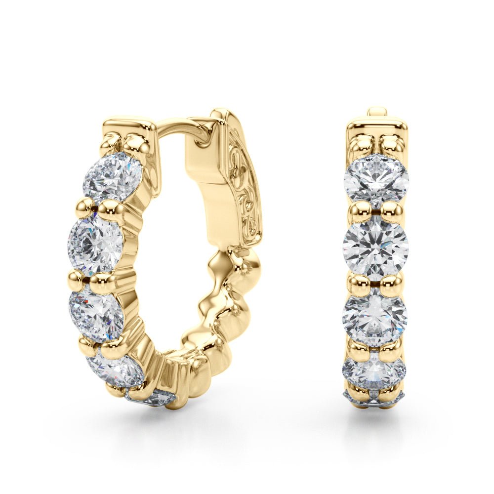 1.60CTW 14K Round Cut 5 - Stone Diamond Hoop Earrings - Hoop Earrings - Design Jewellers Edmonton