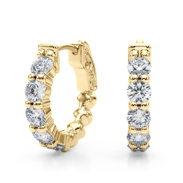 1.60CTW 14K Round Cut 5 - Stone Diamond Hoop Earrings - Hoop Earrings - Design Jewellers Edmonton