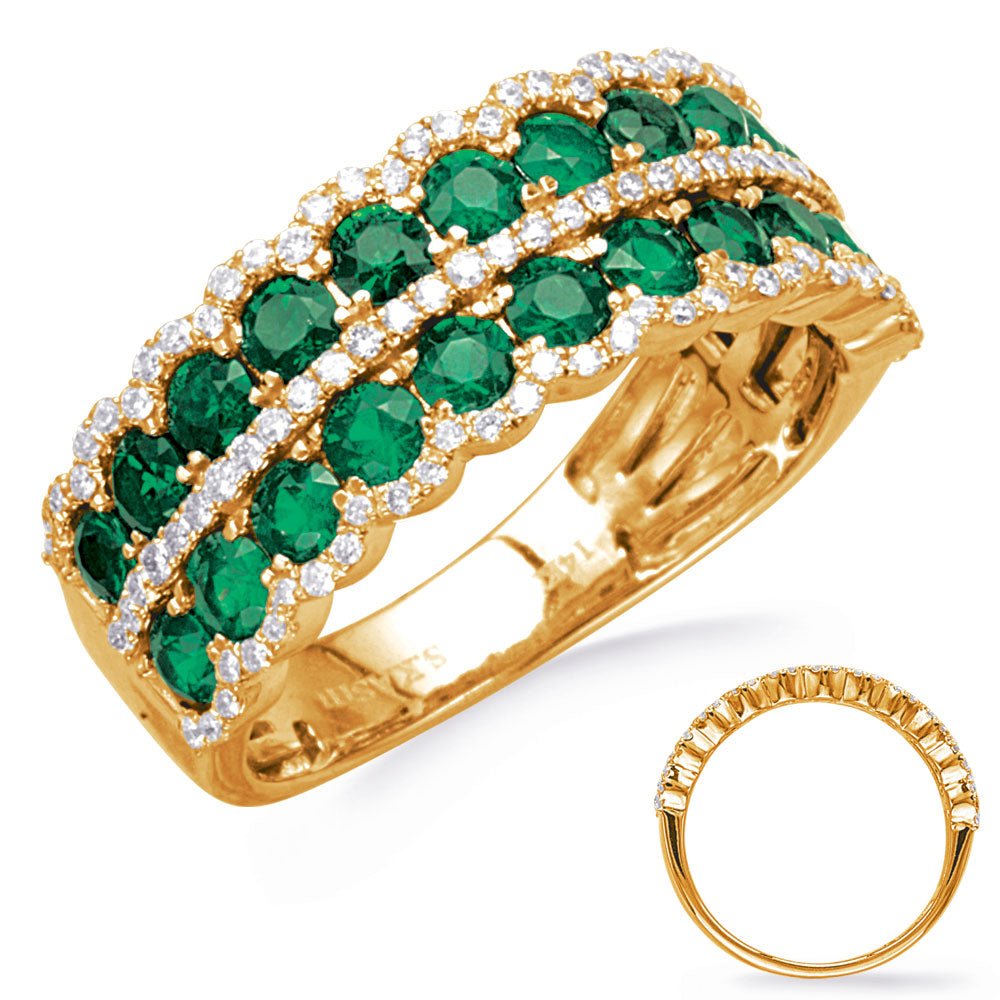 1.67 ctw. ELEGANT YELLOW GOLD EMERALD & DIAMOND RING
