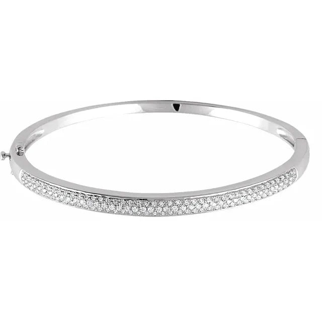 14K Gold Wide Diamond Pave Bangle