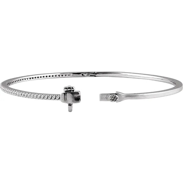 14K Gold Diamond Bangle Bracelet - View 1